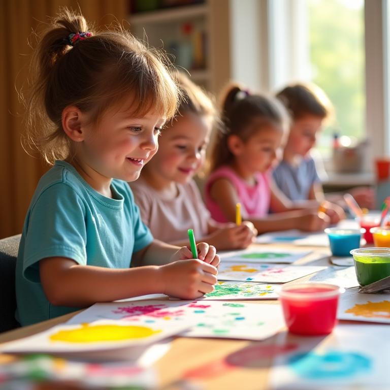Kinder beim kreativen Basteln in AlpenWeave Workshop